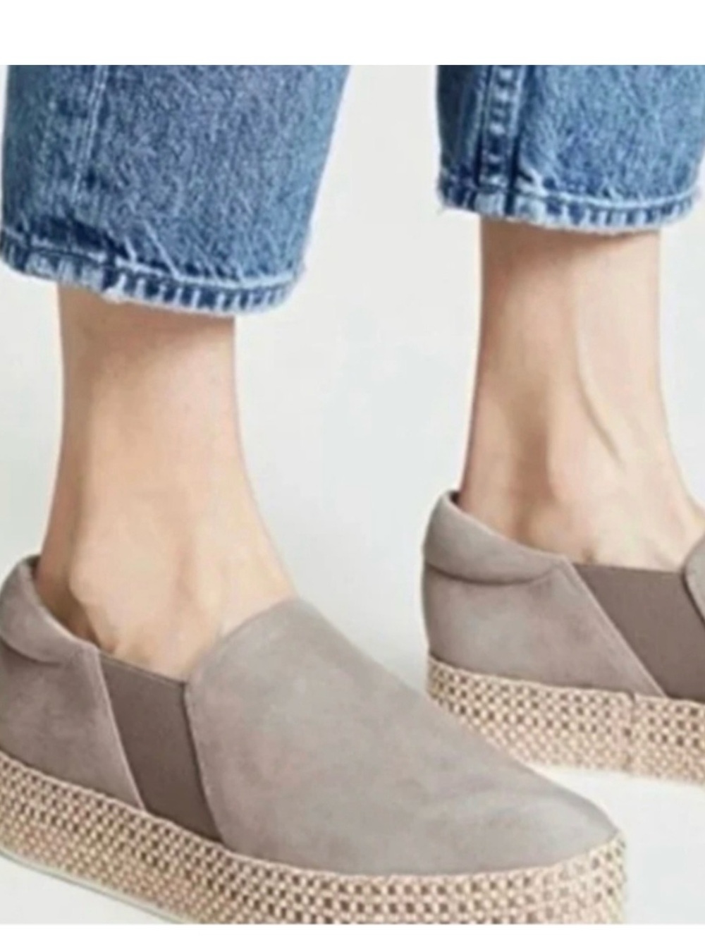 Vince Wilden Suede Slip-On Platform Sneakers in Taupe 7M